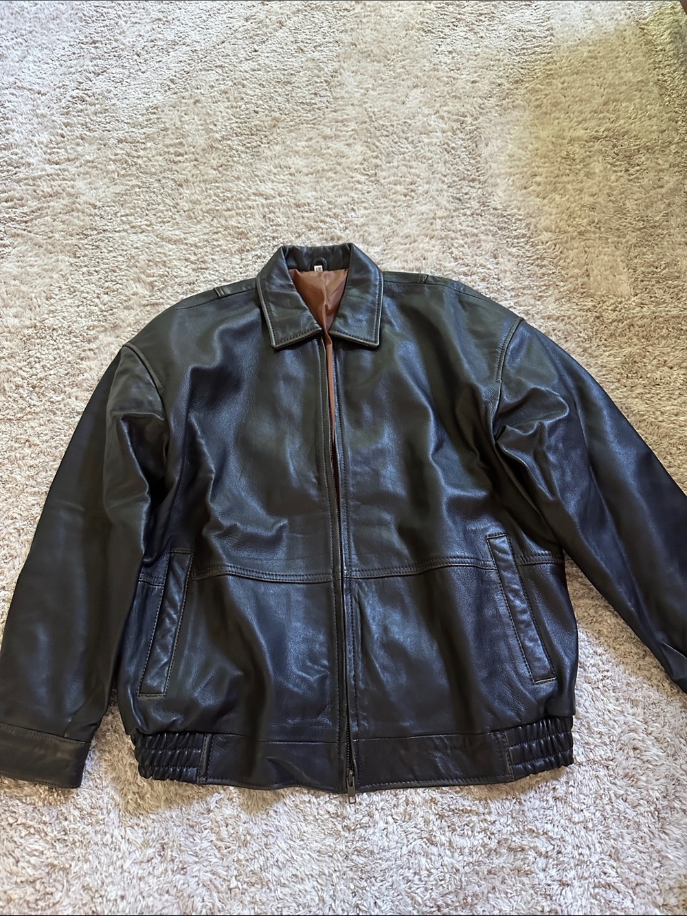 Men's Black Leather Zip-Front Jacket